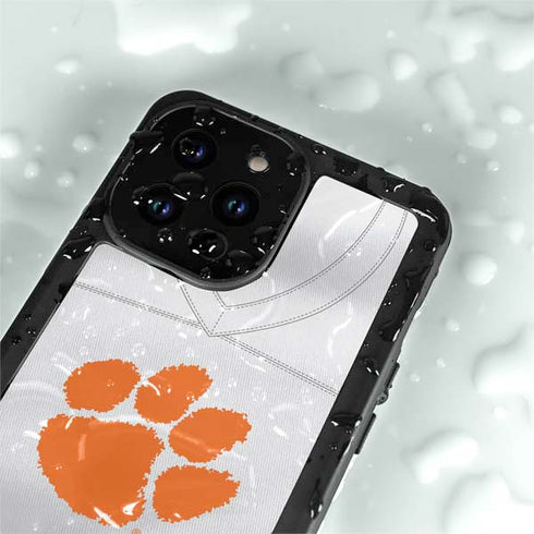Clemson University White Jersey iPhone 15 Pro Waterproof Case